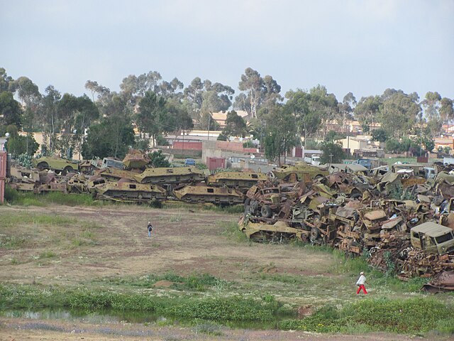 Wider view of the Asmara tank graveyard.