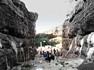 Bolted routes in the Temple area, Badami