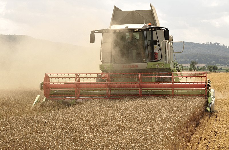 File:The combine Claas Lexion 584 in the wheat harvest.jpg