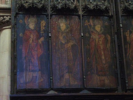 The seven canonised Saxon bishops of Hexham (part 1), former reredos, Hexham Abbey - geograph.org.uk - 748673.jpg