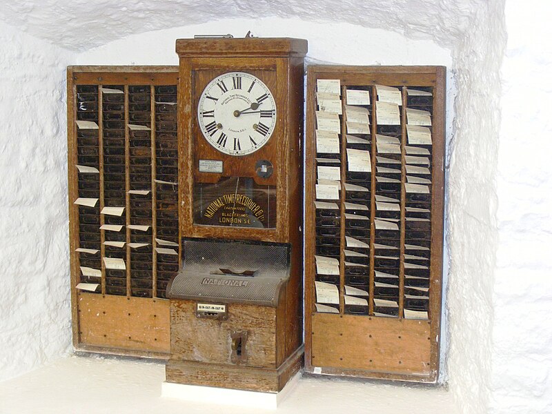 File:Time clock at wookey hole cave museum.JPG