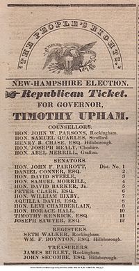 Nashua Gazette and Hillsborough County Advertiser; March 05, 1830; Vol. IV, No. 13 (Whole No. 169); pg. 3. Timothy Upham for Governor flyer.jpg