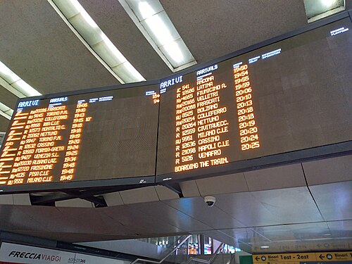 Train schedule information display system in Rome