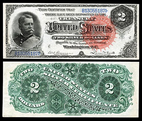 Series 1886 $2 Winfield Scott Hancock