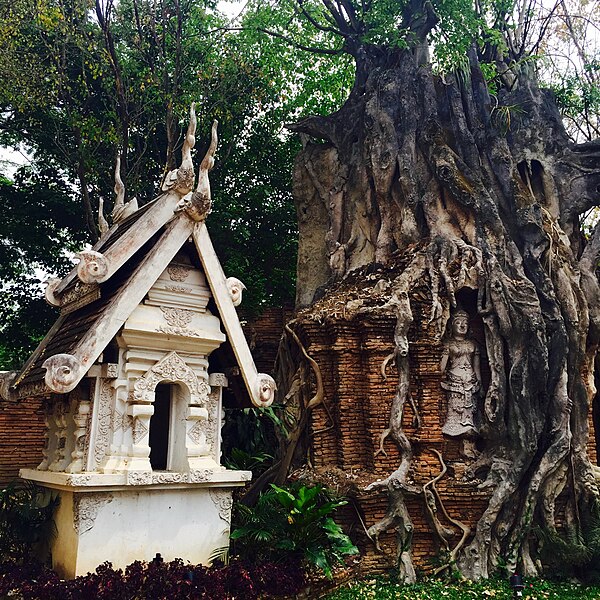 File:Unidentified spirit house and temple ruin in Chiang Mai.jpg