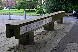 The main entrance sign on the Cottingham Road side of the University of Hull campus.