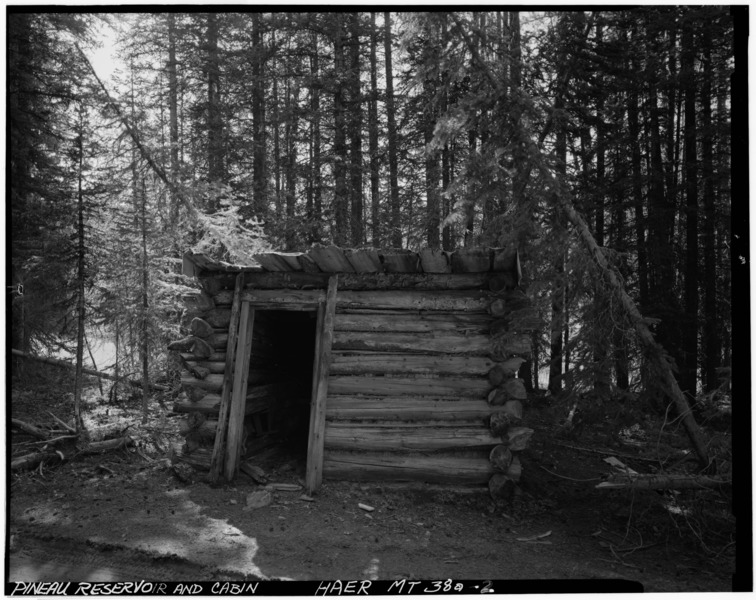 File:VIEW TO NORTH - Pineau Placer Mining Camp, Reservoir and Cabin, Goldcreek, Powell County, MT HAER MONT,20-GOCRE.V,2-A-2.tif