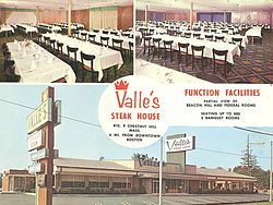 Valle's Steak House headquarters was in Newton, Massachusetts Valle's Steak House.jpg