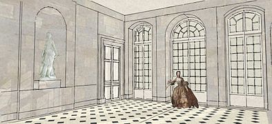 Schéma du vestibule du château de Bellevue dans son état en 1755.