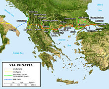 Antigua ruta romana de la Vía Egnatia por Albania, Grecia y Turquía.