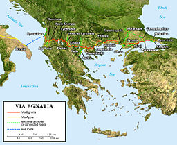 Heraclea-Lyncestis på karta över Via Egnatia.