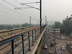 Viaduct - Noida Sector-18 metro station of Delhi Metro's Blue Line.jpg