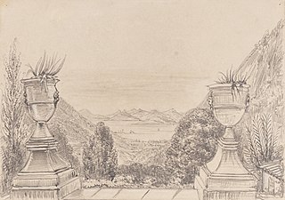 View of Fort Villegagnon & Catete from the Verandah of Dr. Azevedo's - at the Upper Spot - 1854