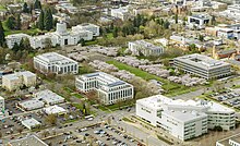 Aerial view of the Capitol and surrounding area View of the Capitol Mall (33189030863).jpg