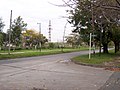 View to a street, parallel to the railway.