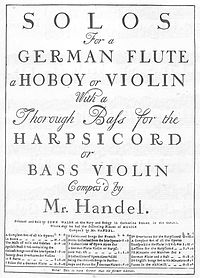 Cover of the 1732 publication of solo sonatas by Handel. (Source: Wikimedia)