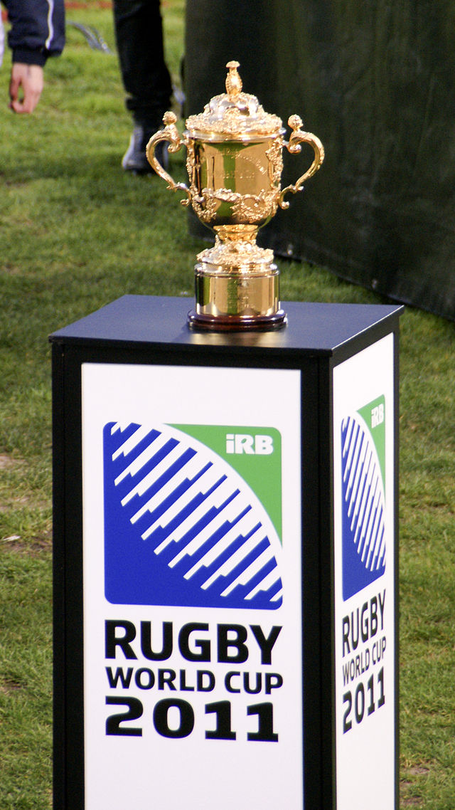 Troféu da Copa do Mundo de rugby visita a ESPN, que transmitirá o