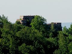 Vue du Schlossberg du Wegelnburg (pays des roches de la Vasgovie)
