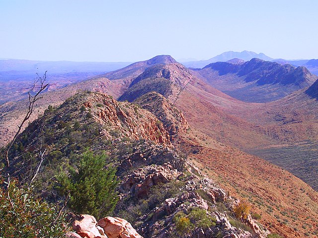 MacDonnell Ranges in the Northern Territory are found in the centre of the mainland