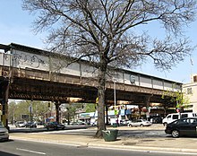 View of the station from Woodhaven Boulevard, looking northeast. Woodhavenbmtfacejeh.JPG