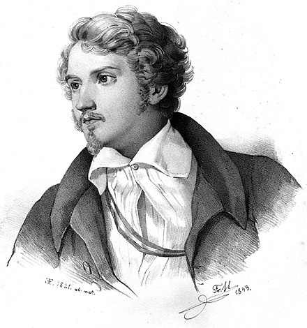 The young Liebig: 1843 lithograph after an 1821 painting (Liebighaus)