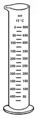 Мерный цилиндр, градуированный и на выливание (левая шкала), и на наполнение (правая шкала)