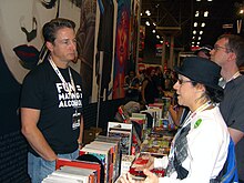 Top Cow President Matt Hawkins (left) speaking with fans (right) at the Image Comics booth at the 2012 New York Comic Con. 10.13.12MattHawkinsByLuigiNovi2.jpg