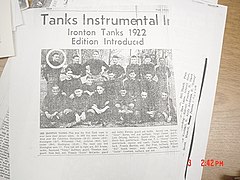 Newspaper Clipping of the 1st Team Picture, 1922 Tanks, from Ironton Public Library (wide view)