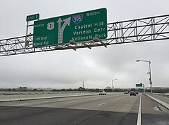 US 1 exit on I-395 northbound, just after crossing the 14th Street bridges into the District of Columbia