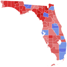 County results DeSantis:      50-60%      60-70%      70-80%      80-90% Gillum:      50-60%      60-70% 2018 Florida gubernatorial election results map by county.svg