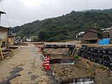 天地川の土石流被害（小屋浦4丁目付近、2018年）