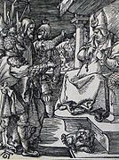 239 Life of Christ Phillip Medhurst Collection 4490 High priest rent his clothes Mark 14.63 Durer.jpg