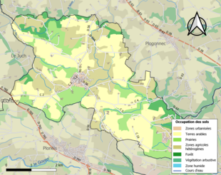 Barevná mapa znázorňující využití půdy.