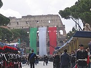 Italian colours at the Colosseum.