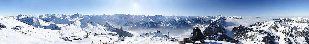 300 ° panorama with 28 pictures on the summit of Diedamskopf Schoppernau in the Bregenzerwald