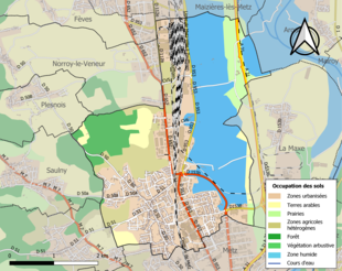 Carte des infrastructures et de l'occupation des sols de la commune en 2018 (CLC).