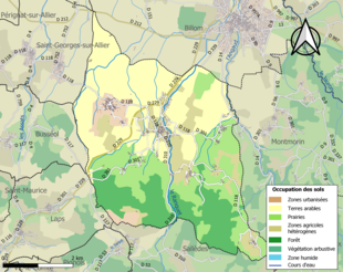 Barevná mapa znázorňující využití půdy.