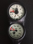 A depth gauge and submersible pressure gauge