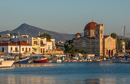 Sunset over Aegina town