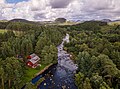 Image 391Aerial view of red house by the river, Sandnes, Norway