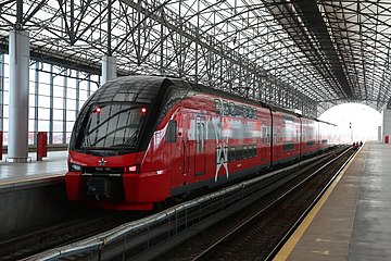 Elektrický vlak ESH2 na nádraží Sheremetyevo Airport