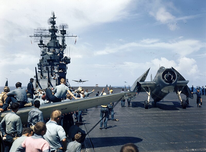 File:Aircraft landing aboard USS Lexington (CV-16), in November 1943 (80-G-K-15290).jpg