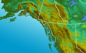 Harta de localizare a Munților Kenai.