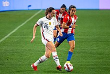 Sullivan playing for the United States in 2021 Andi Sullivan USWNT vs Paraguay, 2021-09-16.jpg