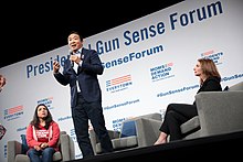 Yang speaks at the Presidential Gun Sense Forum in Iowa. Andrew Yang (48610144267).jpg