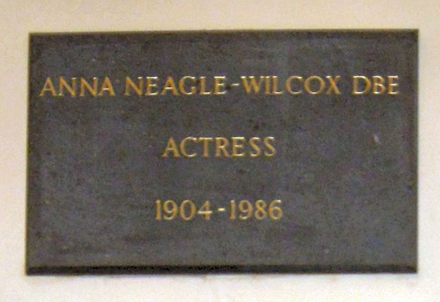 Memorial plaque to Neagle in St Paul's, Covent Garden