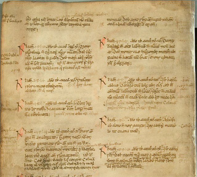 Manuscript of the Annals of Ulster 500–1000 AD