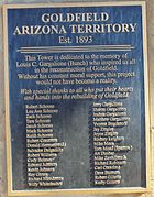 1893 Goldfield Arizona Territory Plaque.