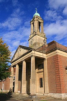 The Neoclassical portico and clock tower of Ashlyns School chapel Ashlyns School 30.jpg