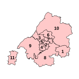 Weston-Super-Mare is 11 in Avon County AvonConstituencies2023.svg